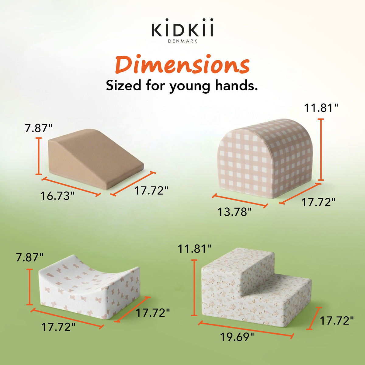 KIDKII 4 Piece Set Soft Play Original Foam Blocks for Toddlers Play Gym, Beige