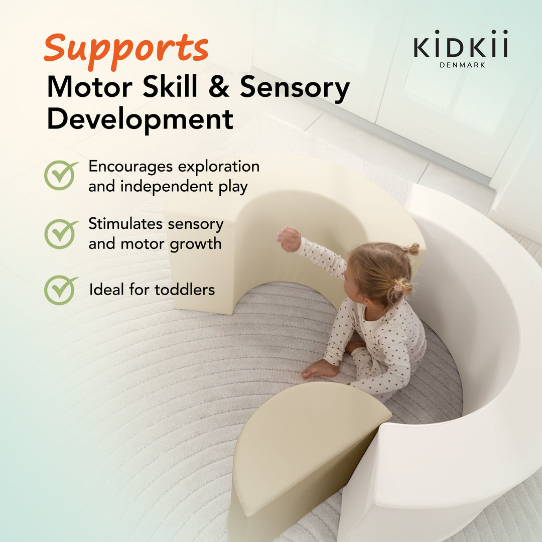 KIDKII Rainbow Classic Foam Play Blocks, Indoor Climber Set for Toddlers, Beige