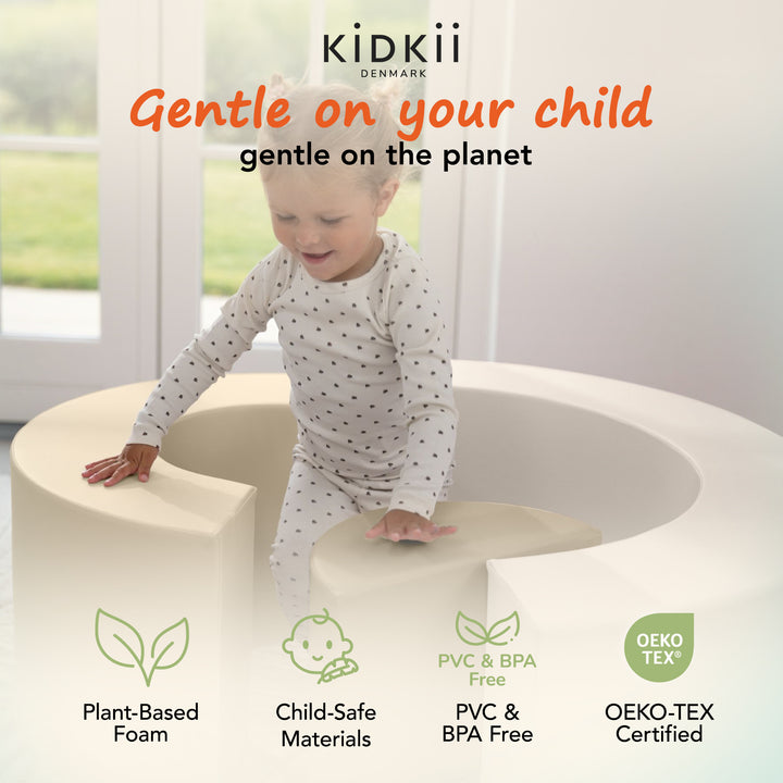 KIDKII Rainbow Classic Foam Play Blocks, Indoor Climber Set for Toddlers, Beige