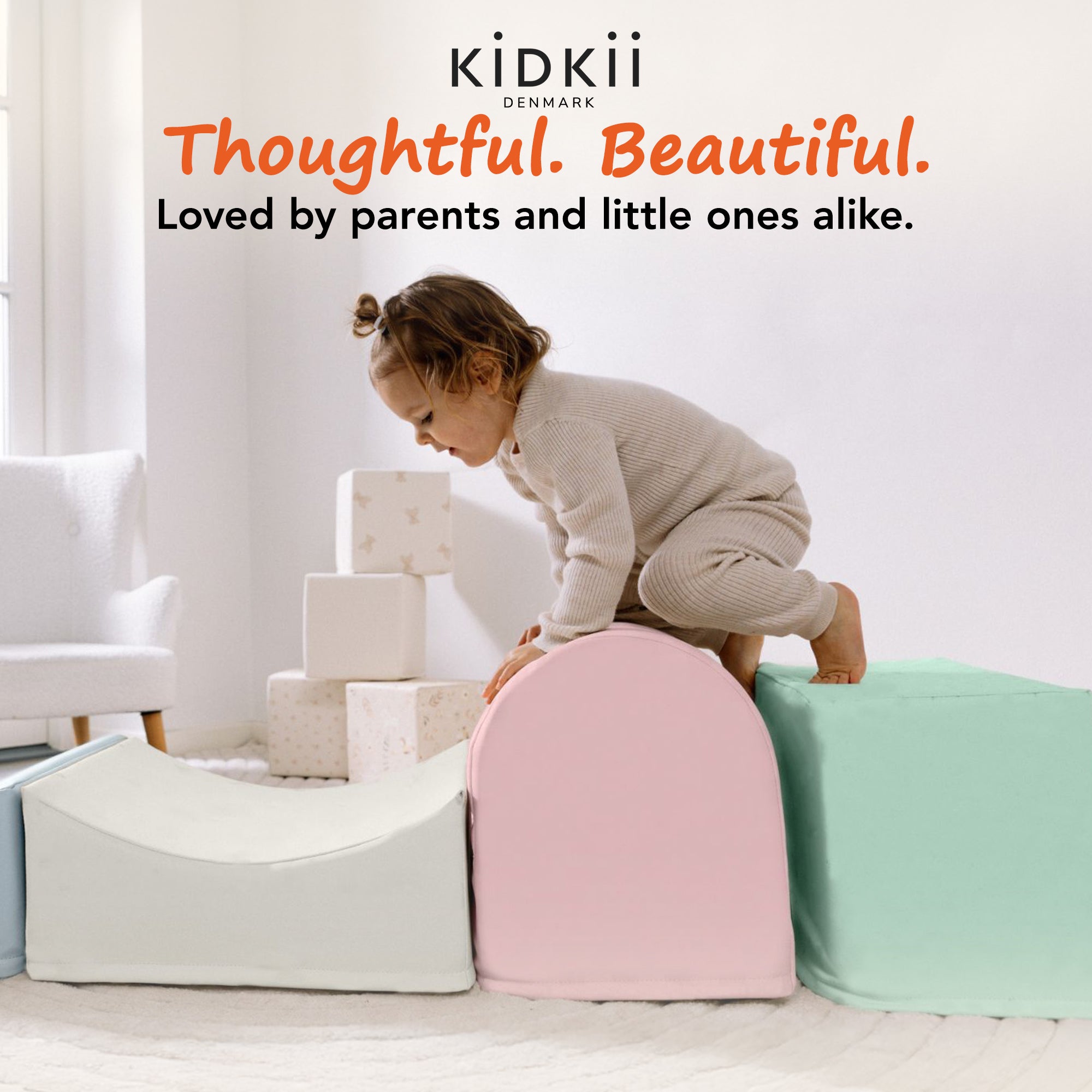 KIDKII 4 Piece Set Soft Play Original Foam Blocks for Toddlers Play Gym, Pastel - VMInnovations