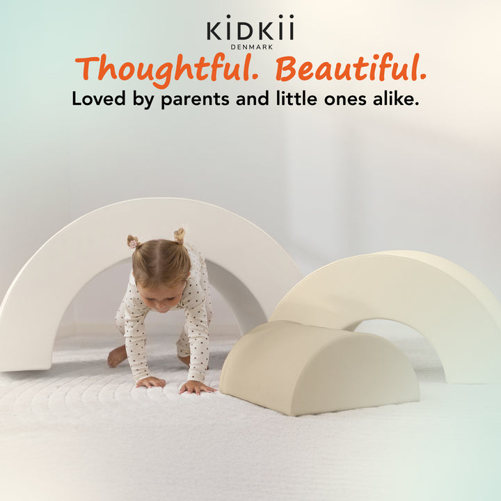 KIDKII Rainbow Classic Foam Play Blocks, Indoor Climber Set for Toddlers, Beige