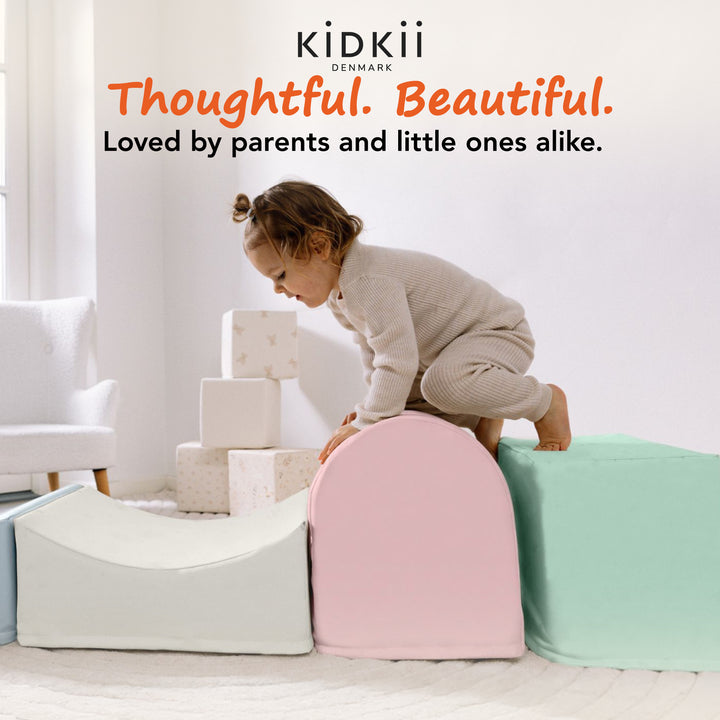 KIDKII 4 Piece Set Soft Play Original Foam Blocks for Toddlers Play Gym, Pastel