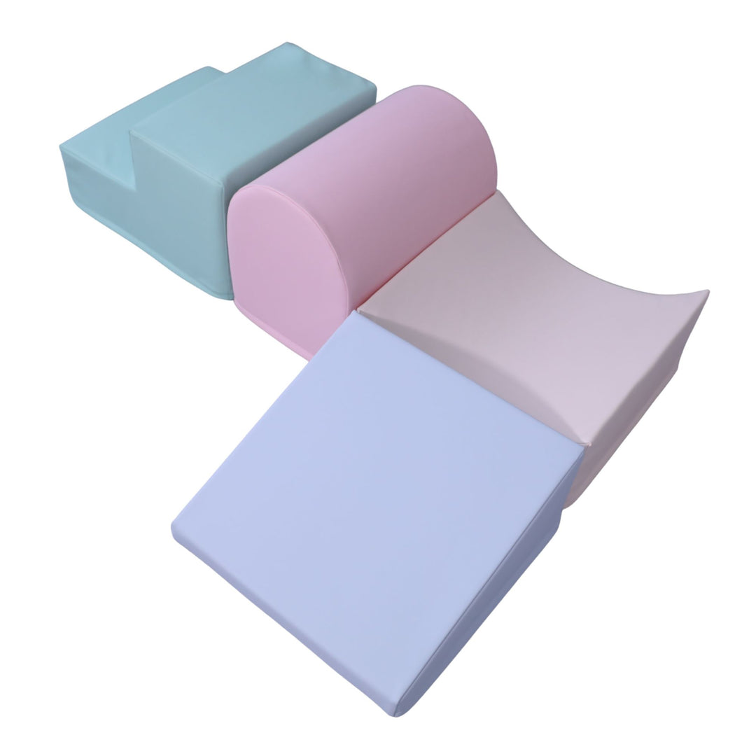 KIDKII 4 Piece Set Soft Play Original Foam Blocks for Toddlers Play Gym, Pastel