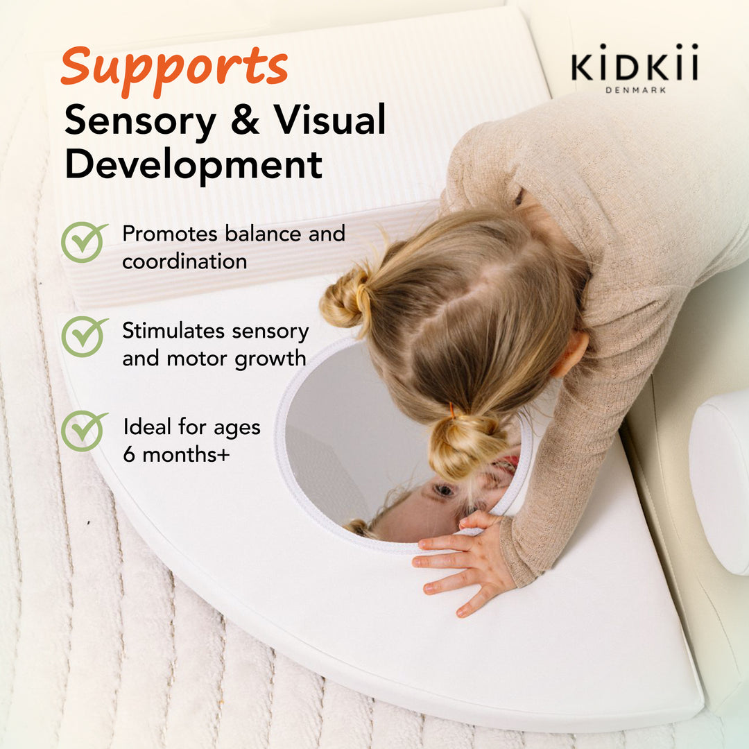 KIDKII 6 Piece Mirror Soft Play Foam Climbing Sensory Blocks Toddler Toy, Beige