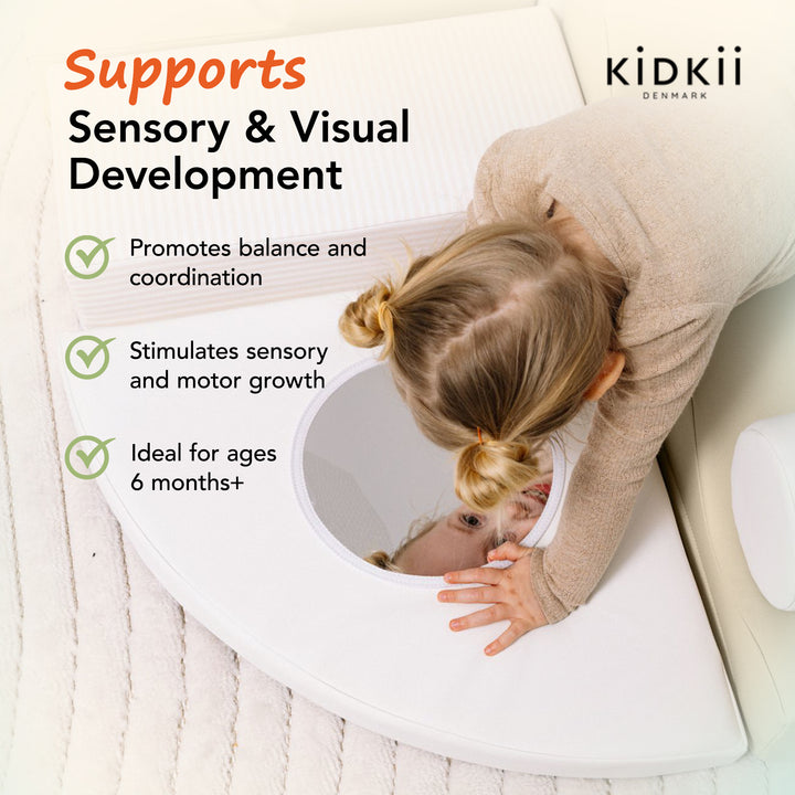 KIDKII 6 Piece Mirror Soft Play Foam Climbing Sensory Blocks Toddler Toy, Beige