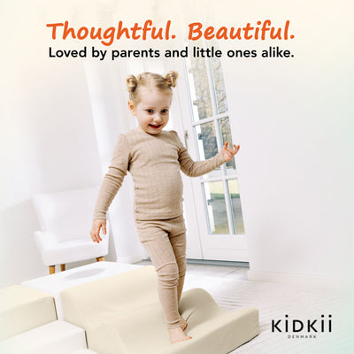 KIDKII 6 Piece Mirror Soft Play Foam Climbing Sensory Blocks Toddler Toy, Beige - VMInnovations
