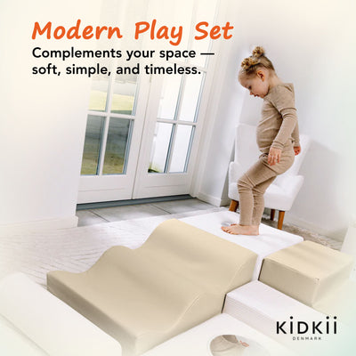 KIDKII 6 Piece Mirror Soft Play Foam Climbing Sensory Blocks Toddler Toy, Beige - VMInnovations