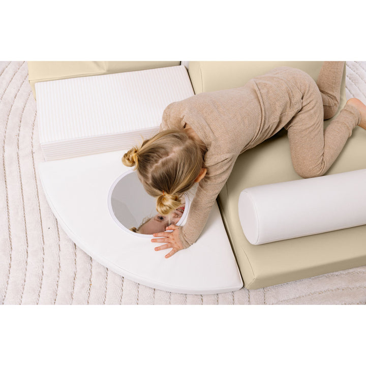 KIDKII 6 Piece Mirror Soft Play Foam Climbing Sensory Blocks Toddler Toy, Beige