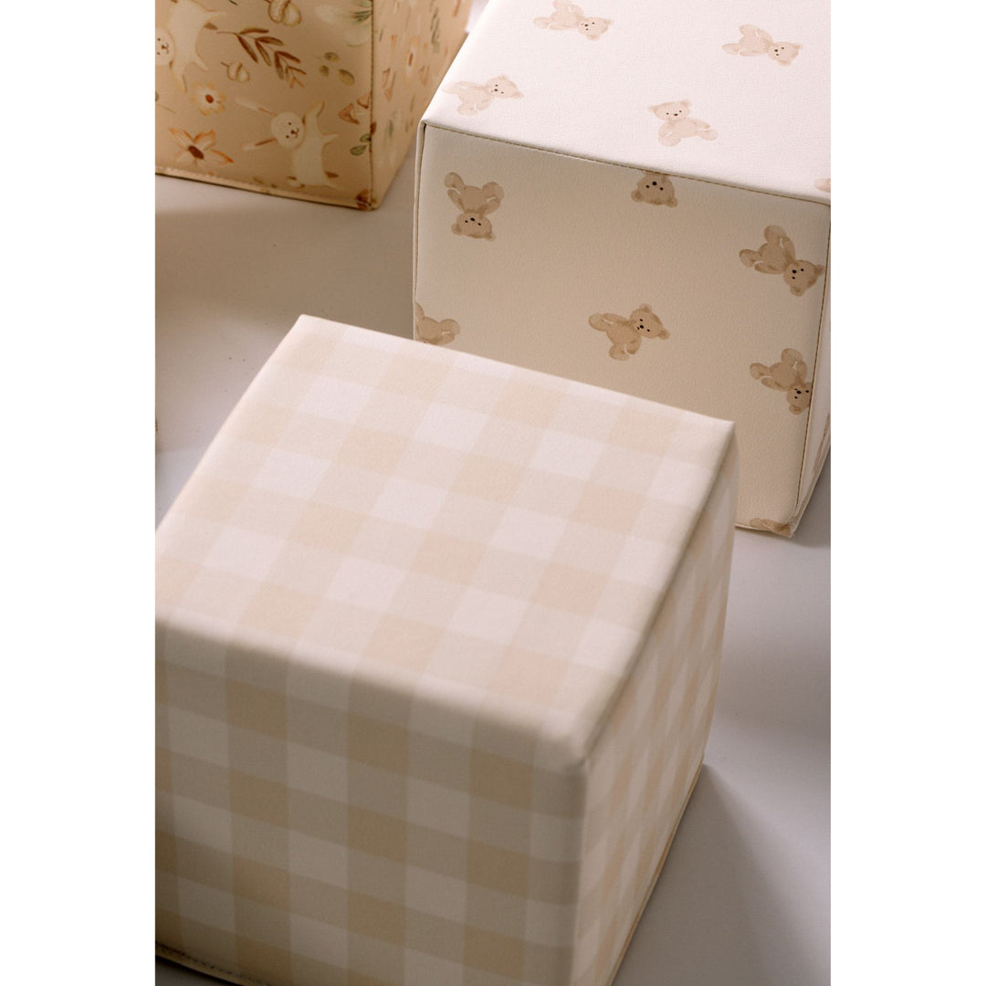 KIDKII 9 Piece Set Mini Builder Cubes Soft Foam Stackable Toddler Blocks, Beige