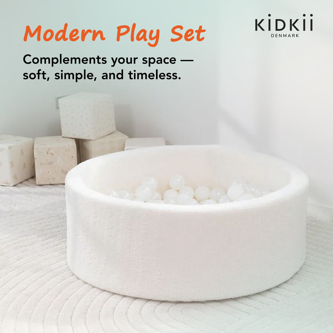 KIDKII Round Ball Pit Soft Teddy Play Toy for Toddlers, 200 Balls (Open Box)