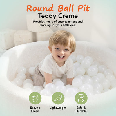 KIDKII Round Ball Pit Soft Teddy Play Toy for Toddlers, 200 Balls (Open Box) - VMInnovations