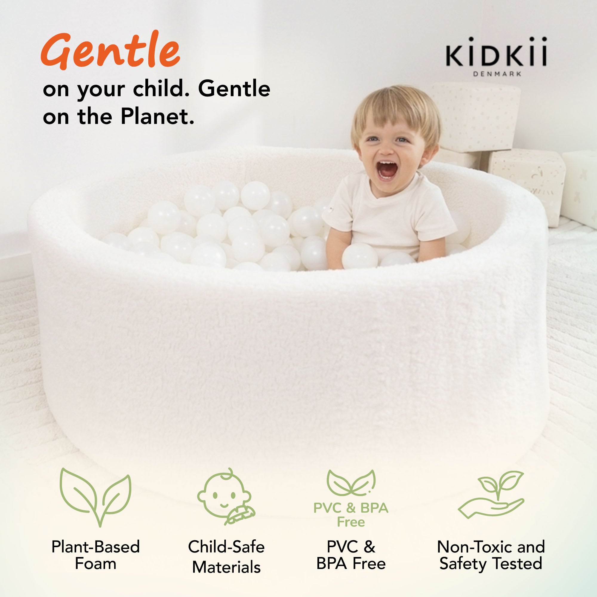 KIDKII Round Ball Pit Soft Teddy Play Toy for Toddlers, 200 Balls (Open Box) - VMInnovations