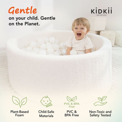 KIDKII Round Ball Pit Soft Teddy Play Toy for Toddlers, 200 Balls (Open Box) - VMInnovations