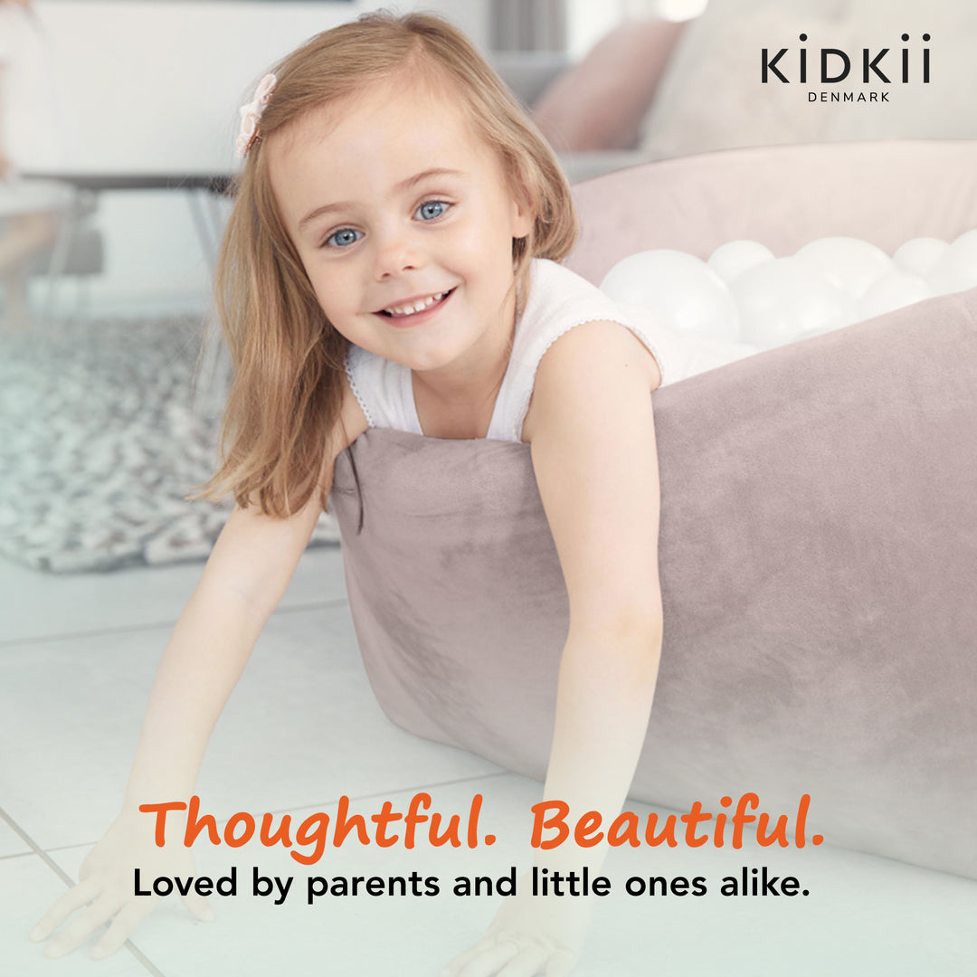 KIDKII Round Ball Pit Soft Velvet Indoor Play Toy for Toddlers, 150 Balls, Beige