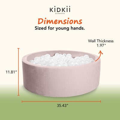 KIDKII Round Ball Pit Soft Velvet Indoor Play Toy for Toddlers, 150 Balls, Beige