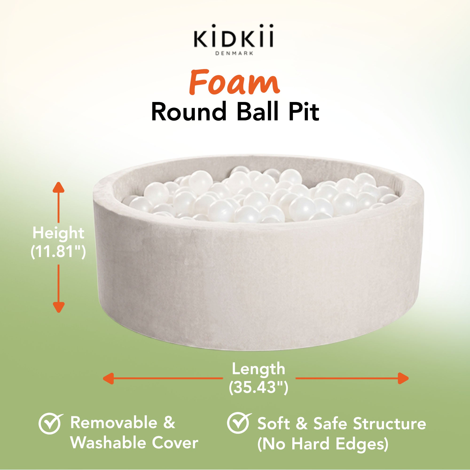 KIDKII Round Ball Pit Soft Velvet Indoor Play Toy for Toddlers, 150 Balls, Beige - VMInnovations