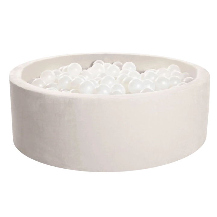 KIDKII Round Ball Pit Soft Velvet Indoor Play Toy for Toddlers, 150 Balls, Beige
