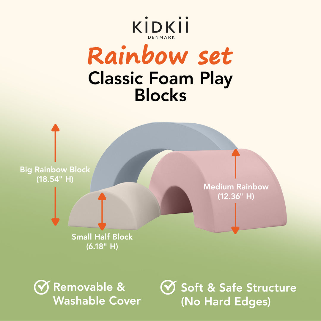 KIDKII Rainbow Classic Foam Play Blocks, Indoor Climber Set for Toddlers, Pastel