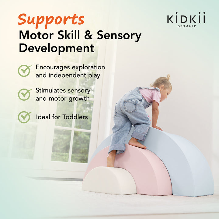 KIDKII Rainbow Classic Foam Play Blocks, Indoor Climber Set for Toddlers, Pastel
