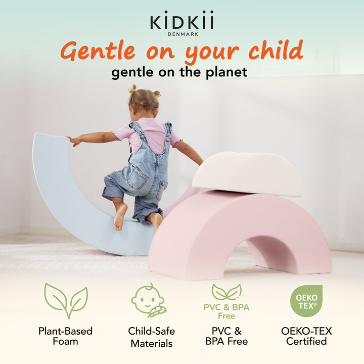 KIDKII Rainbow Classic Foam Play Blocks, Indoor Climber Set for Toddlers, Pastel