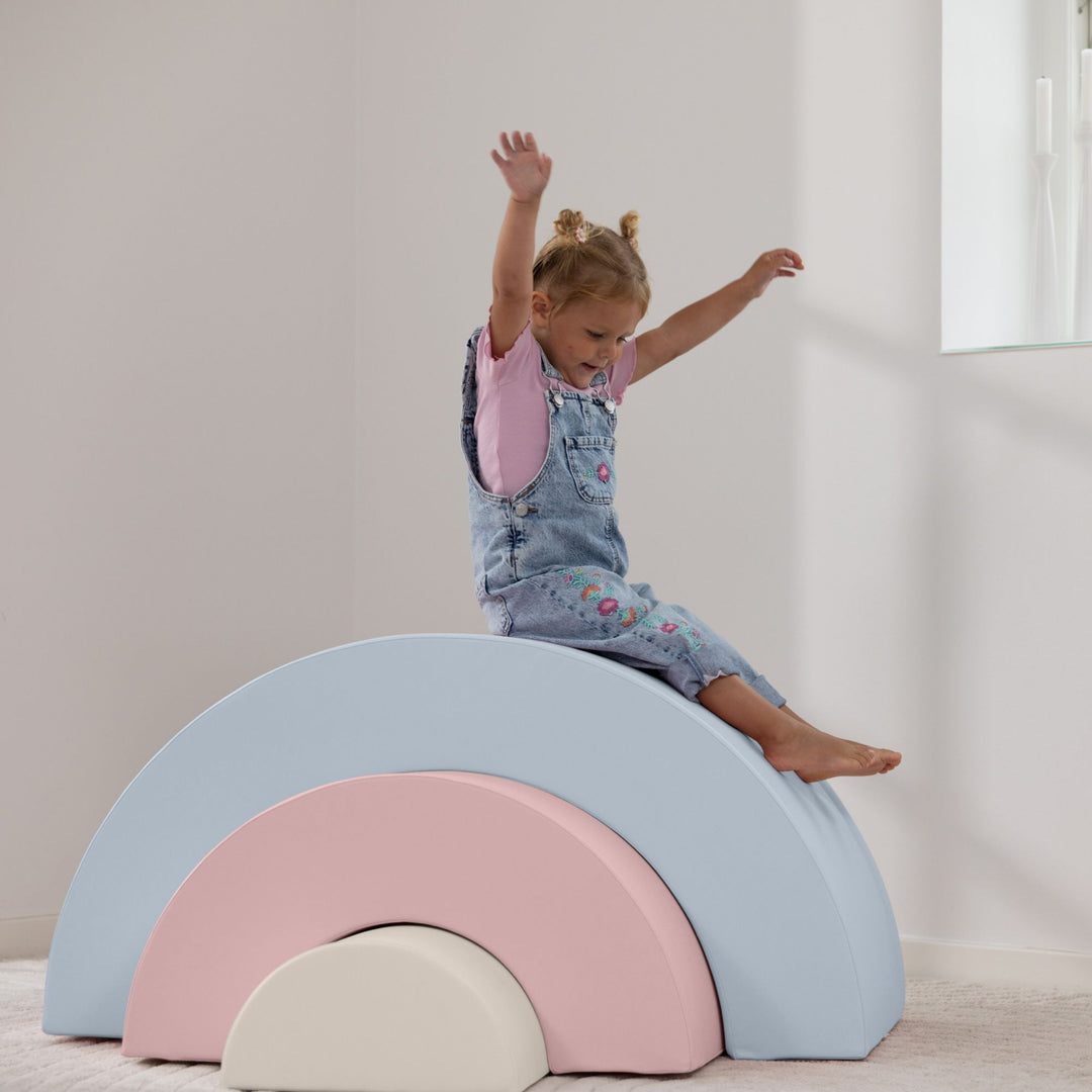 KIDKII Rainbow Classic Foam Play Blocks, Indoor Climber Set for Toddlers, Pastel