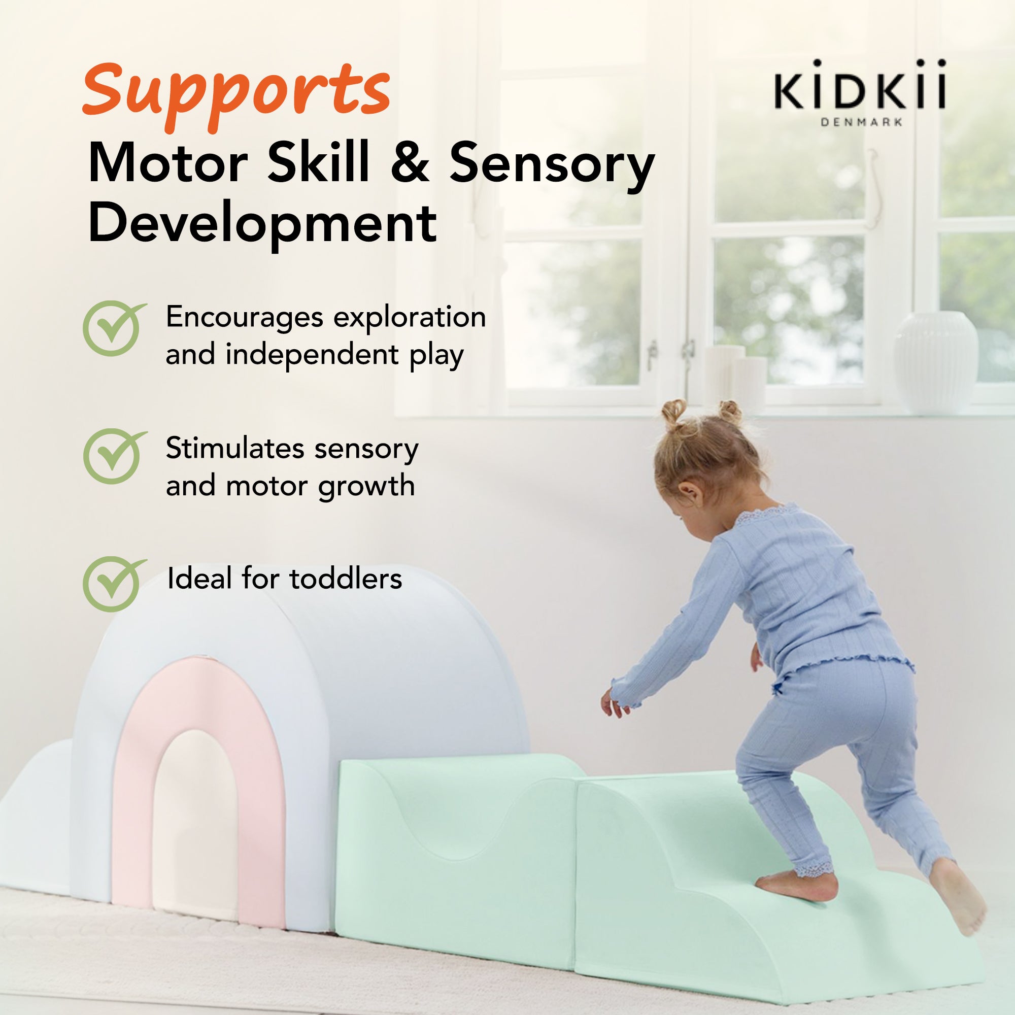 KIDKII Rainbow Play Set 7-Piece Foam Climbing & Motor Skill Play Kit, Pastel Mix - VMInnovations