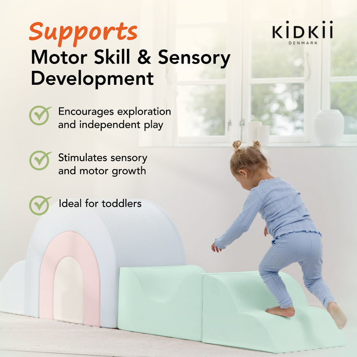 KIDKII Rainbow Play Set 7-Piece Foam Climbing & Motor Skill Play Kit, Pastel Mix