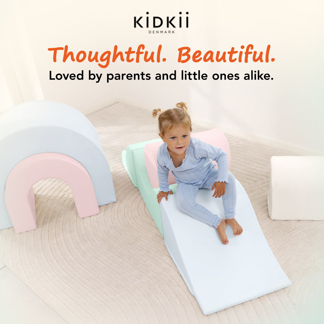 KIDKII Rainbow Play Set 7-Piece Foam Climbing & Motor Skill Play Kit, Pastel Mix