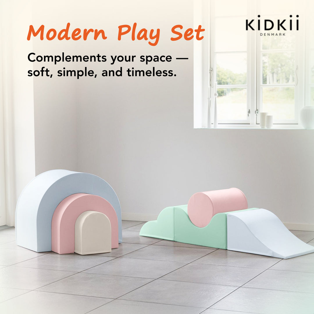 KIDKII Rainbow Play Set 7-Piece Foam Climbing & Motor Skill Play Kit, Pastel Mix