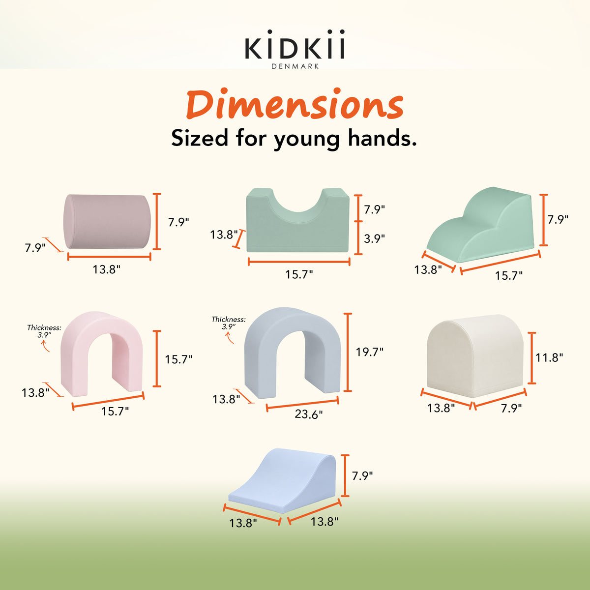 KIDKII Rainbow Play Set 7-Piece Foam Climbing & Motor Skill Play Kit, Pastel Mix