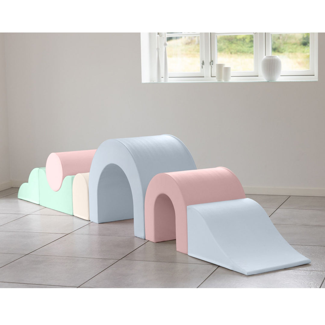 KIDKII Rainbow Play Set 7-Piece Foam Climbing & Motor Skill Play Kit, Pastel Mix