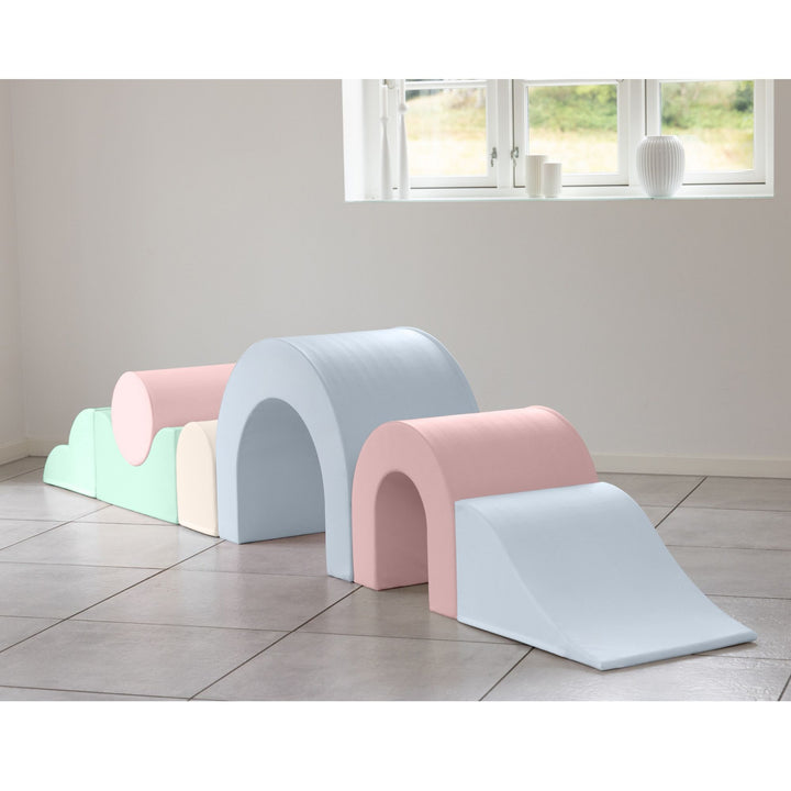 KIDKII Rainbow Play Set 7-Piece Foam Climbing & Motor Skill Play Kit, Pastel Mix