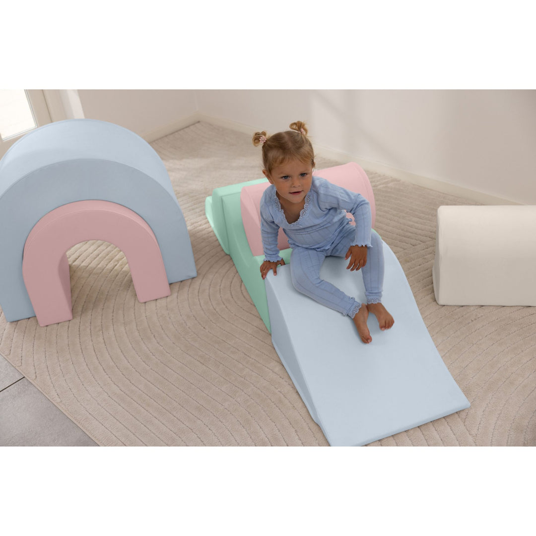 KIDKII Rainbow Play Set 7-Piece Foam Climbing & Motor Skill Play Kit, Pastel Mix