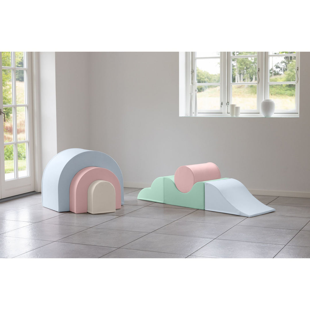 KIDKII Rainbow Play Set 7-Piece Foam Climbing & Motor Skill Play Kit, Pastel Mix
