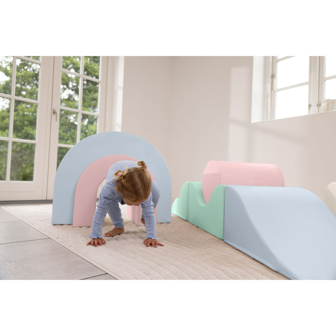 KIDKII Rainbow Play Set 7-Piece Foam Climbing & Motor Skill Play Kit, Pastel Mix