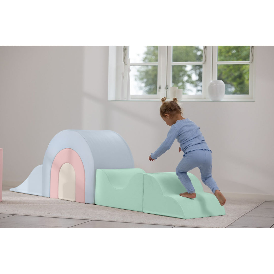 KIDKII Rainbow Play Set 7-Piece Foam Climbing & Motor Skill Play Kit, Pastel Mix
