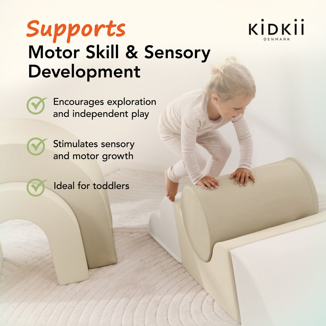 KIDKII Rainbow Play Set 7-Piece Foam Climbing & Motor Skill Play Kit, Cream