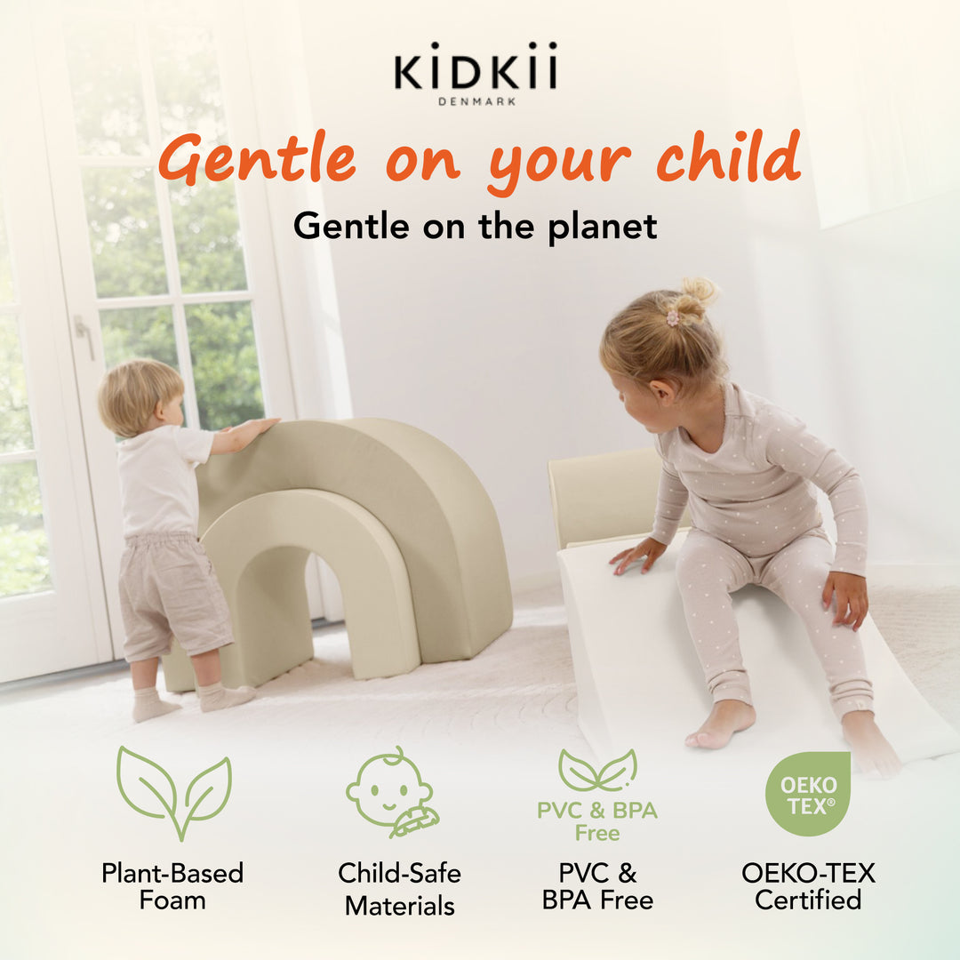 KIDKII Rainbow Play Set 7-Piece Foam Climbing & Motor Skill Play Kit, Cream