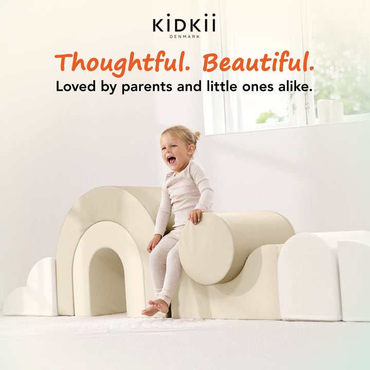 KIDKII Rainbow Play Set 7-Piece Foam Climbing & Motor Skill Play Kit, Cream