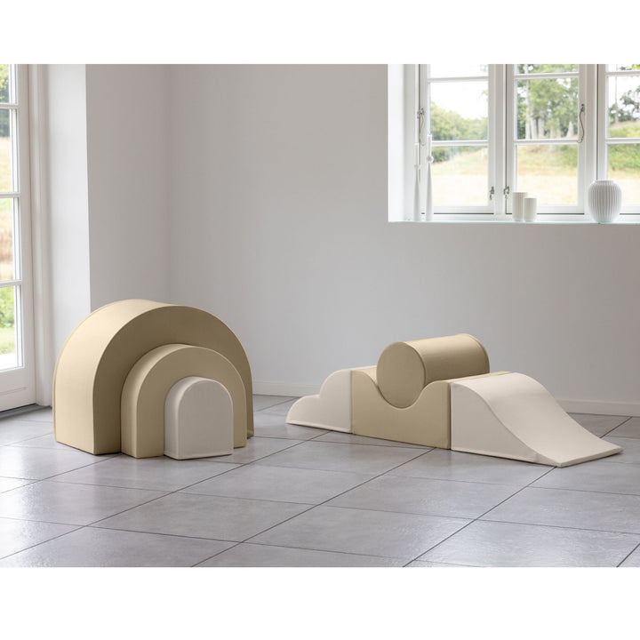 KIDKII Rainbow Play Set 7-Piece Foam Climbing & Motor Skill Play Kit, Cream