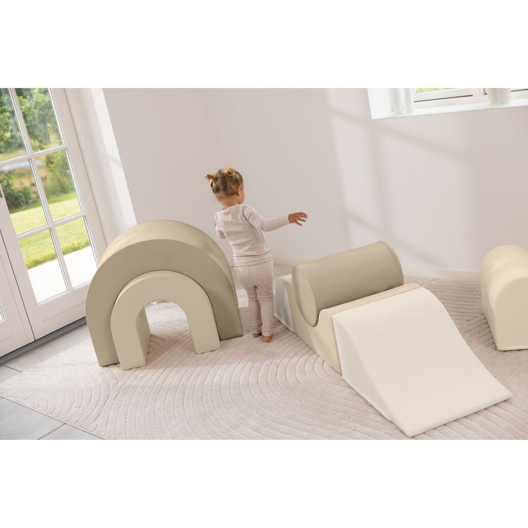 KIDKII Rainbow Play Set 7-Piece Foam Climbing & Motor Skill Play Kit, Cream