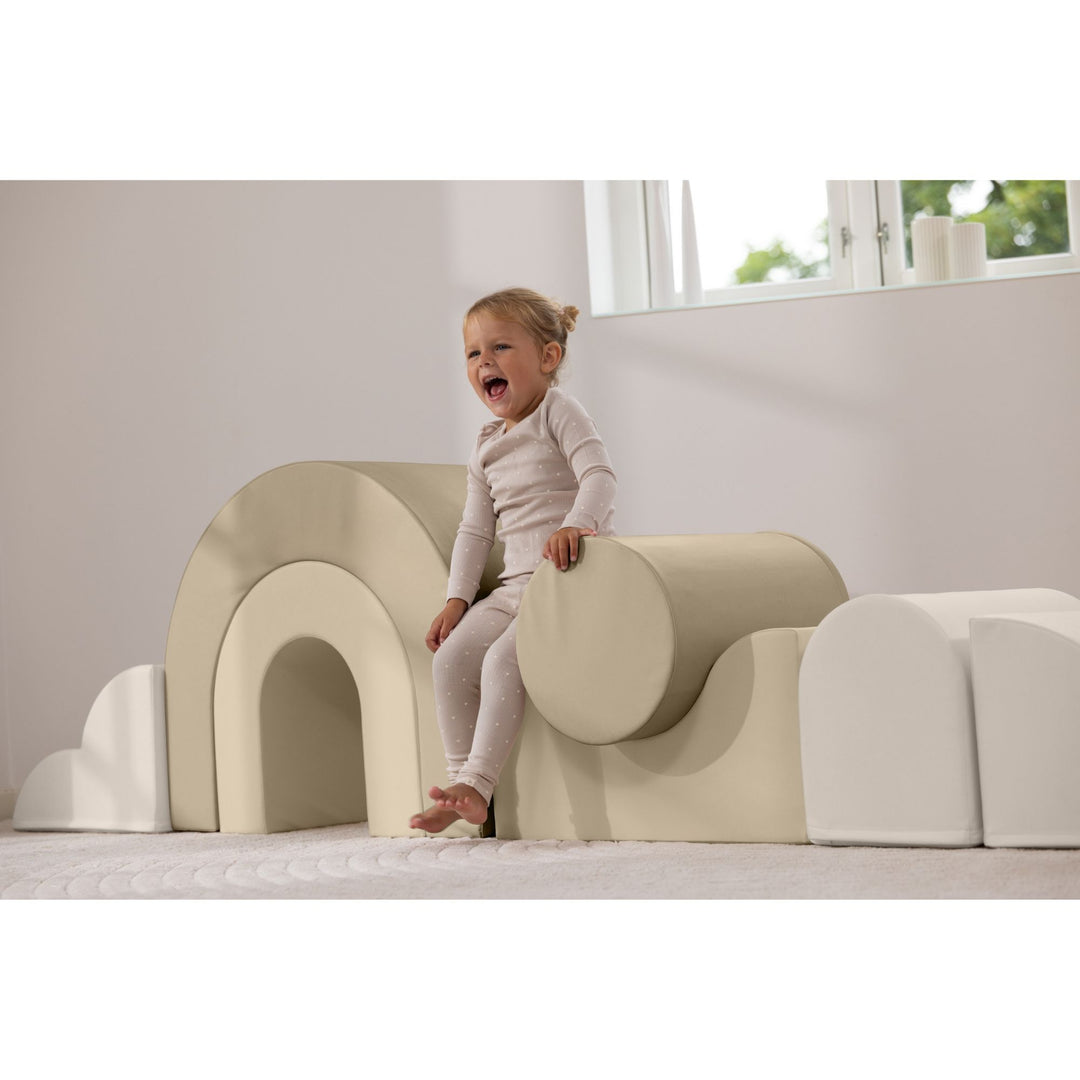 KIDKII Rainbow Play Set 7-Piece Foam Climbing & Motor Skill Play Kit, Cream