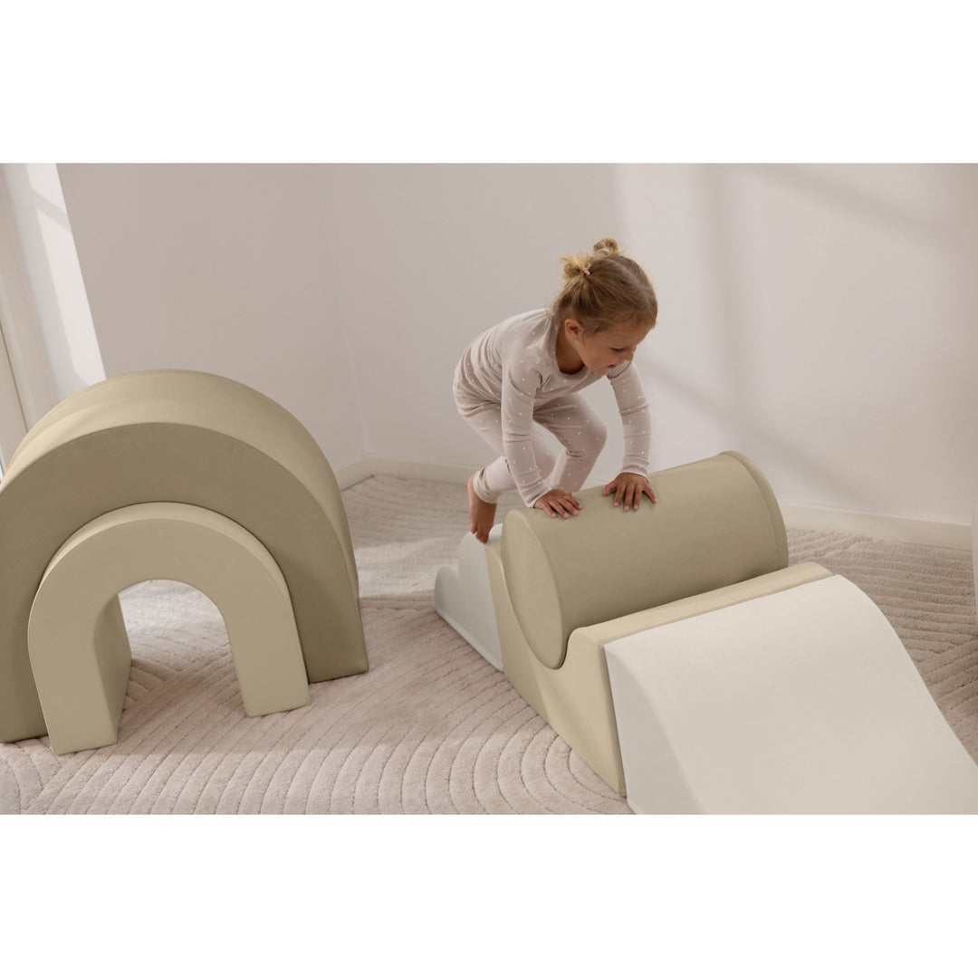 KIDKII Rainbow Play Set 7-Piece Foam Climbing & Motor Skill Play Kit, Cream