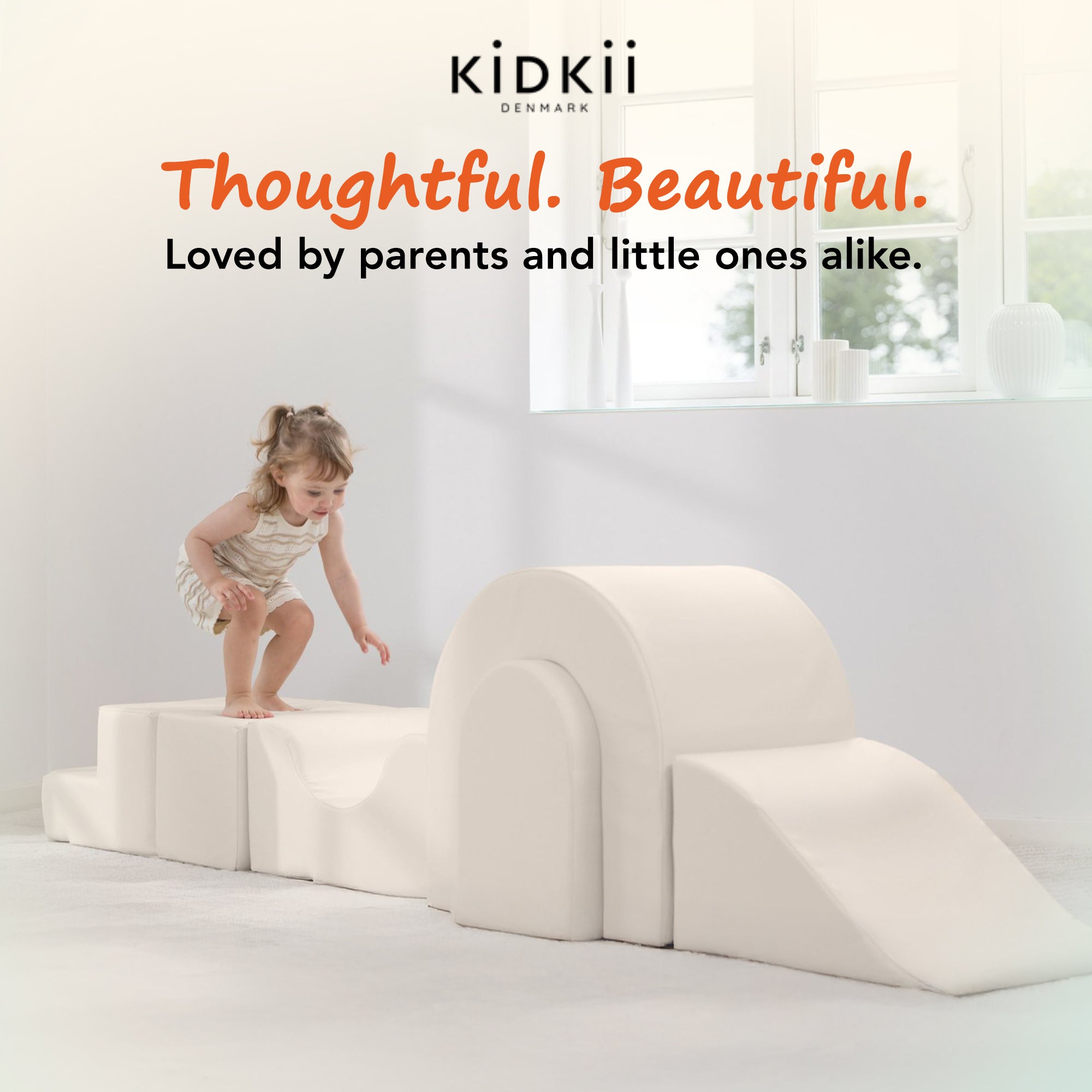 KIDKII Lux Play Set 8-Piece Firm Foam Climbing and Motor Skill Play Kit, Beige - VMInnovations