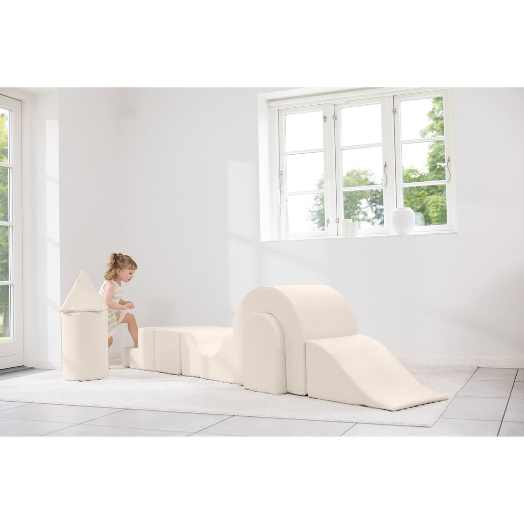 KIDKII Lux Play Set 7-Piece Firm Foam Climbing and Motor Skill Play Kit, Beige