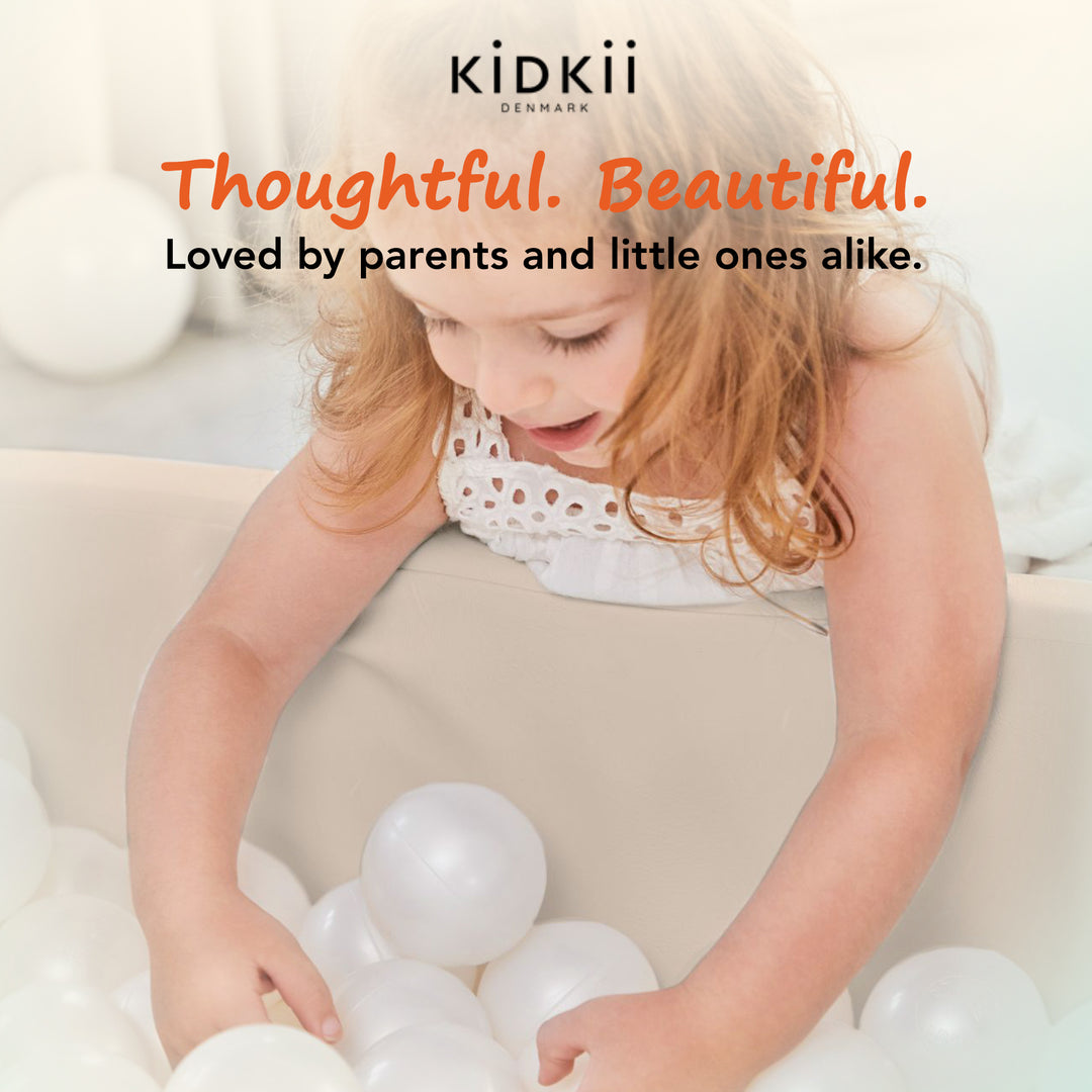 KIDKII Lux Play Set 9-Piece Firm Foam Climbing and Ball Pit for Toddlers, Beige