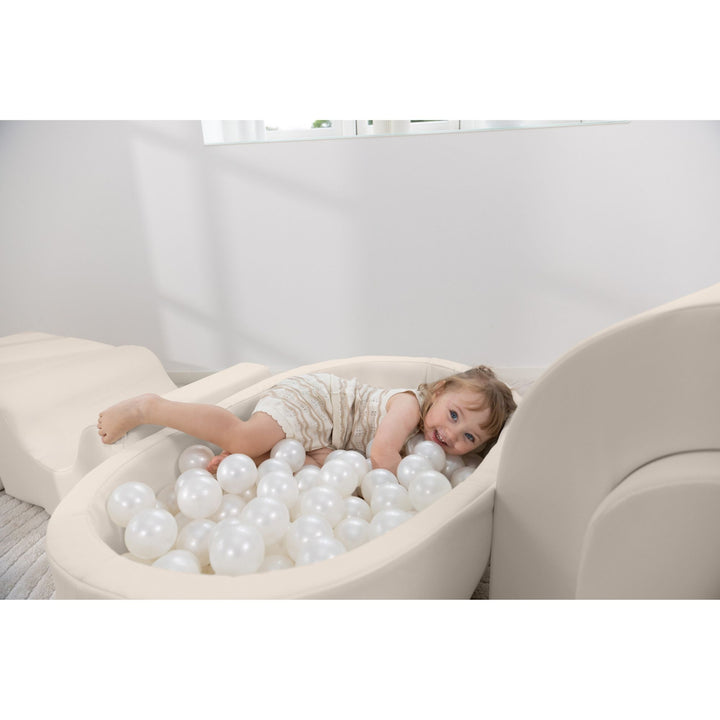 KIDKII Lux Play Set 8-Piece Firm Foam Climbing and Ball Pit for Toddlers, Beige