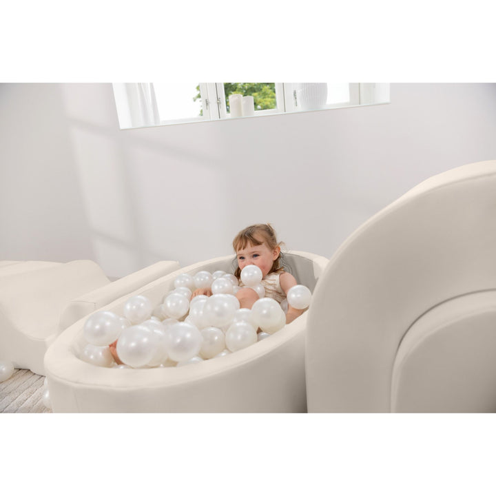 KIDKII Lux Play Set 8-Piece Firm Foam Climbing and Ball Pit for Toddlers, Beige