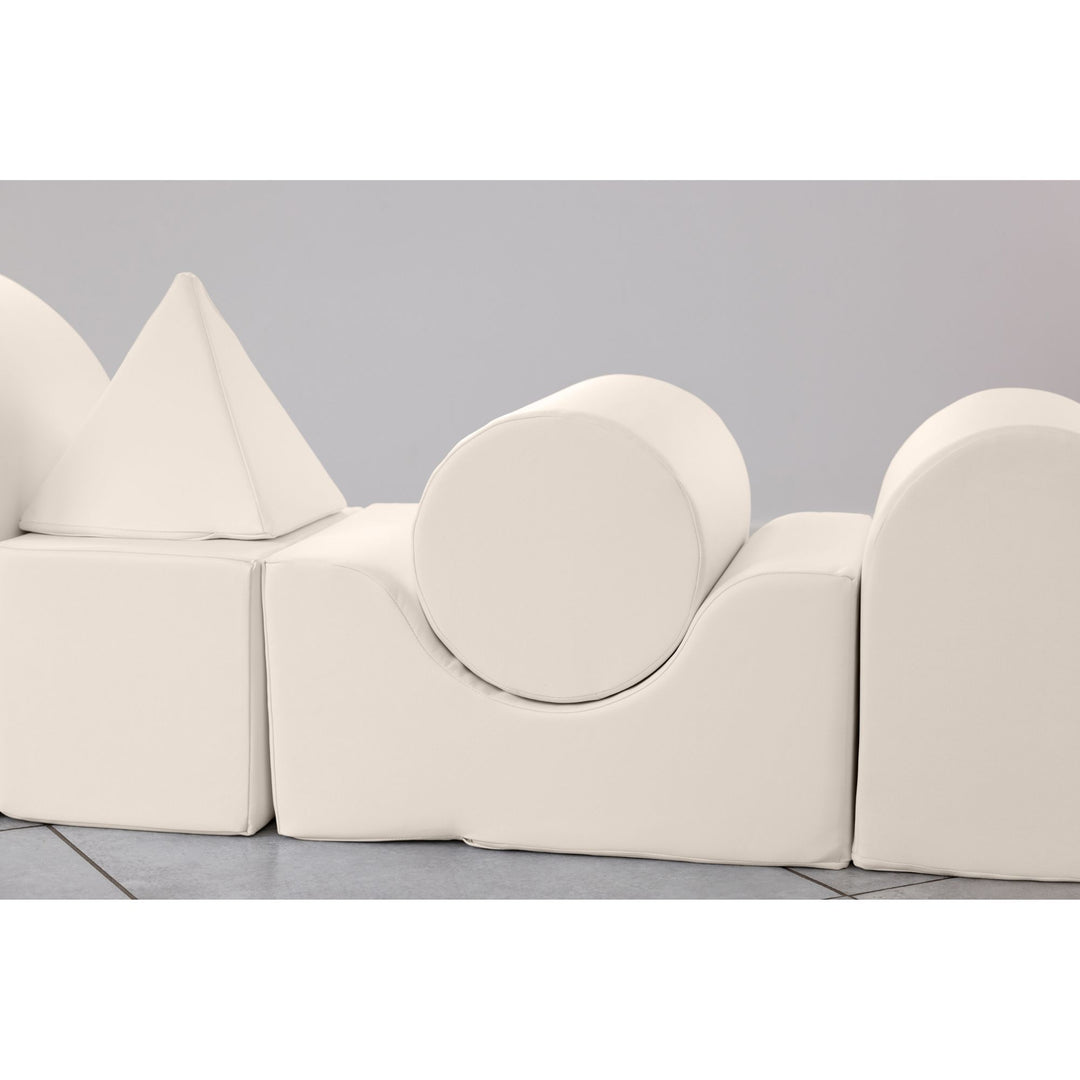 KIDKII Lux Play Set 8-Piece Firm Foam Climbing and Ball Pit for Toddlers, Beige