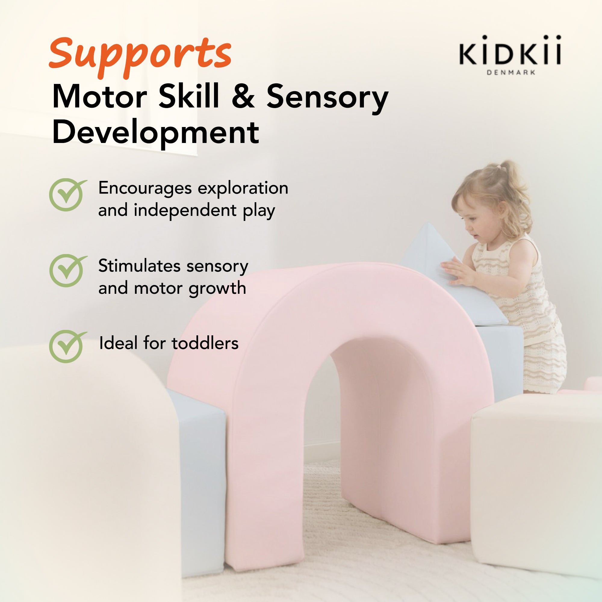 KIDKII Lux Play Set 8-Piece Foam Climbing & Motor Skill Play Kit, Pastel Mix - VMInnovations